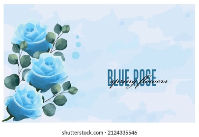 blue rose vector. spring blue background, rose bloom on a blue background