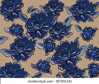 Blue Roses background for cards or invitations . Vector