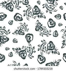 Blue Roses Floral Pattern Seamless Vector Illustrator. Great for fabrics, textiles, wallpapers, backgrounds, 
