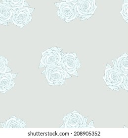 Blue roses on gray background