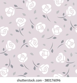 Blue roses on purple background seamless pattern. Vector illustration