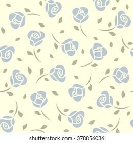 Blue roses seamless pattern. Vector illustration