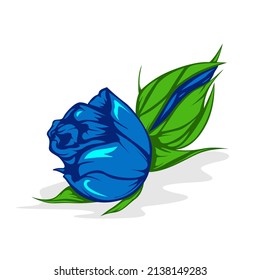 Blue Roses Vector Isolated on White Background