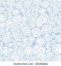 Blue roses - vector seamless pattern