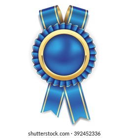 Blue Rosette Badge Gold Border Ribbon Stock Vector (royalty Free 