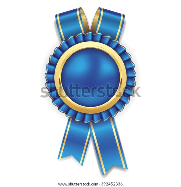 Blue Rosette Badge Gold Border Ribbon Stock Vector (Royalty Free) 392452336