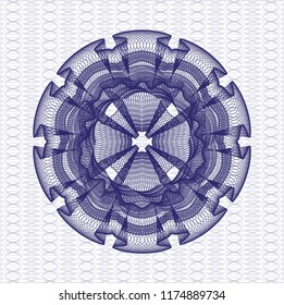 Blue rosette. Linear Illustration.