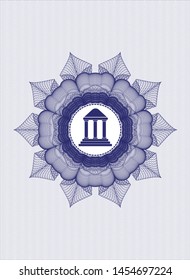 Blue rosette. Linear Illustration with bank icon inside