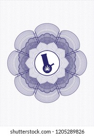 Blue rosette. Linear Illustration with bong of marijuana icon inside