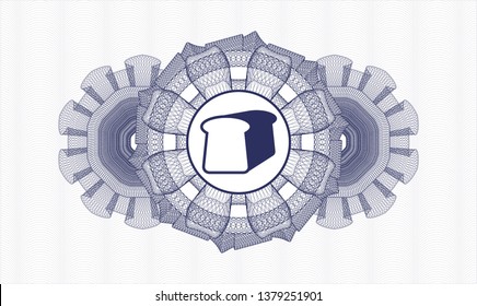Blue rosette. Linear Illustration. with bread icon inside