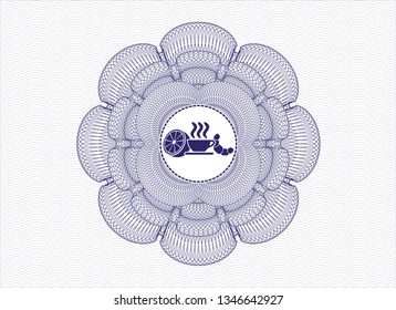 Blue rosette. Linear Illustration with breakfast  icon inside