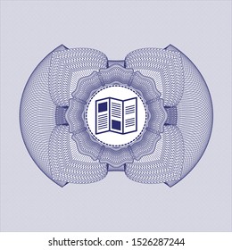 Blue rosette. Linear Illustration with brochure icon inside