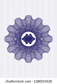 Blue rosette. Linear Illustration with business meeting teamwork icon inside