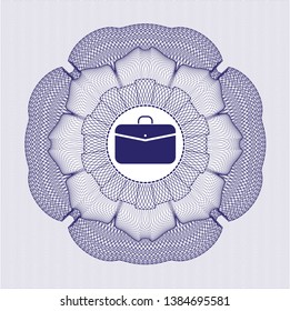 Blue rosette. Linear Illustration with business briefcase icon inside