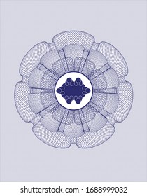 Blue rosette. Linear Illustration with business meeting teamwork icon inside