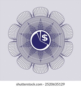 Blue rosette. Linear Illustration. with chart icon inside