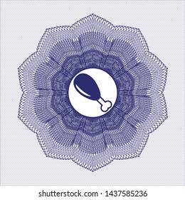 Blue rosette. Linear Illustration with chicken leg icon inside
