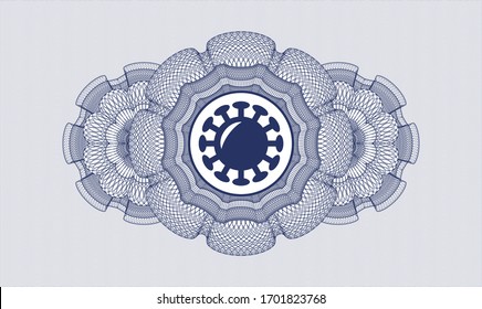 Blue rosette. Linear Illustration. with coronavirus icon inside