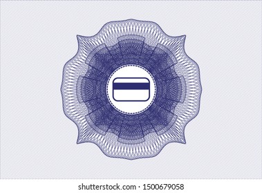 Blue rosette. Linear Illustration with credit card icon inside