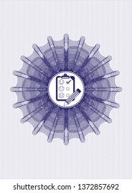 Blue rosette. Linear Illustration with customer feedback icon inside