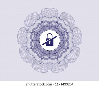Blue rosette. Linear Illustration with inaccessible icon inside