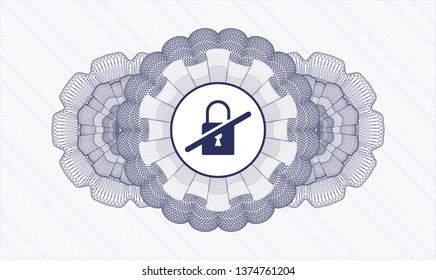 Blue rosette. Linear Illustration. with inaccessible icon inside