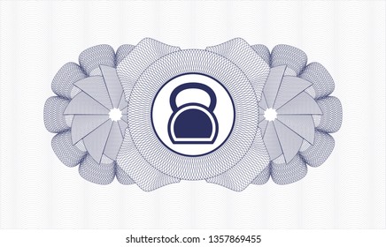 Blue rosette. Linear Illustration. with kettlebell icon inside