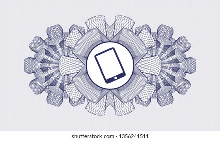 Blue rosette. Linear Illustration. with mobile phone icon inside