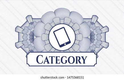 Blue rosette. Linear Illustration. with mobile phone icon and Category text inside