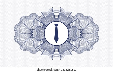 Blue rosette. Linear Illustration. with necktie icon inside