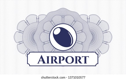 Blue rosette. Linear Illustration. with olive icon and Airport text inside