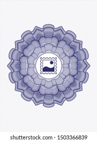 Blue rosette. Linear Illustration with picture icon inside