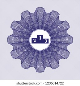 Blue rosette. Linear Illustration with podium icon inside