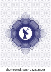 Blue rosette. Linear Illustration with radar icon inside