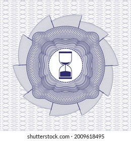 Rosette azul. Ilustración lineal. con el icono de reloj de arena dentro