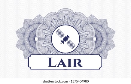 Blue rosette. Linear Illustration. with satelite icon and Lair text inside