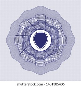 Blue rosette. Linear Illustration with shield icon inside