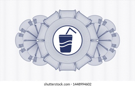 Blue rosette. Linear Illustration. with soda icon inside