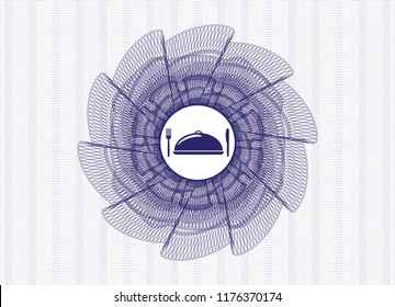Blue rosette. Linear Illustration with special food icon inside