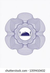 Blue rosette. Linear Illustration with special food icon inside