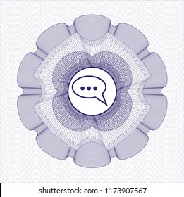 Blue rosette. Linear Illustration with speech bubble icon inside