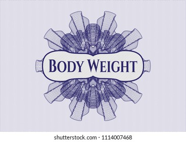  Blue rosette. Linear Illustration with text Body Weight inside