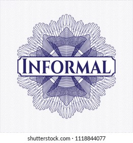 Blue rosette. Linear Illustration with text Informal inside