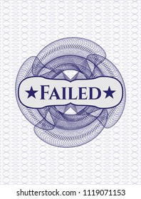 Blue rosette. Linear Illustration with text Failed inside