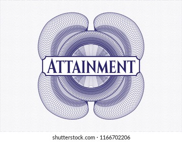 Blue rosette. Linear Illustration with text Attainment inside