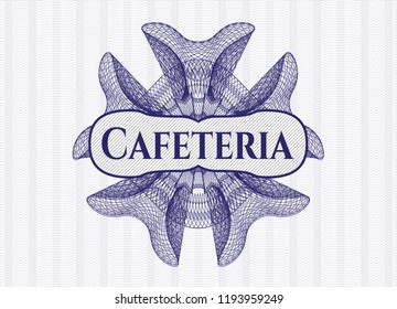 Blue rosette. Linear Illustration with text Cafeteria inside