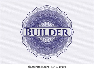 Blue rosette. Linear Illustration with text Builder inside