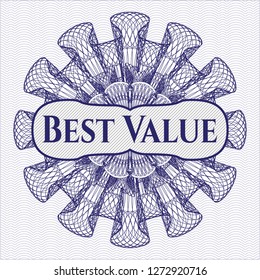 Blue rosette. Linear Illustration with text Best Value inside