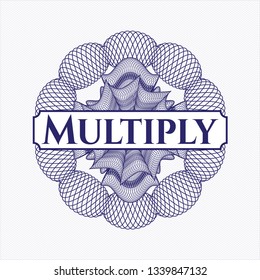 Blue rosette. Linear Illustration with text Multiply inside