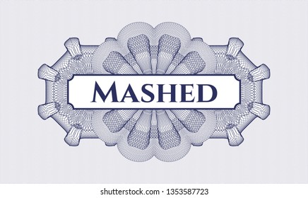 Blue rosette. Linear Illustration. with text Mashed inside